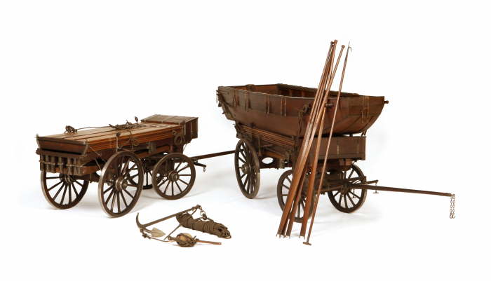 Carri per il trasporto dei componenti di un modulo di ponte. Sistema Cavalli